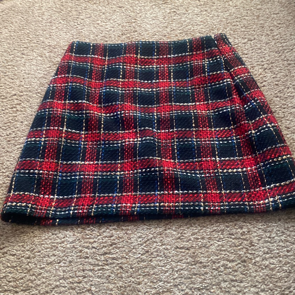 Nwt Ann Taylor Loft Petite Plaid Textured Tweed Shift Skirt 6p, Christmas